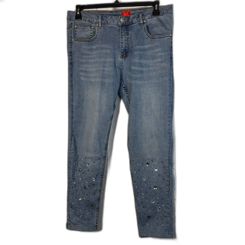 Cristina size 12  Embellished rhinestones partially lined‎ Blue Jeans